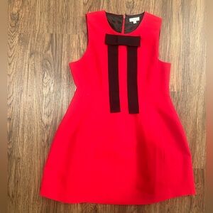 Red Sleeveless Dress with Black Bow